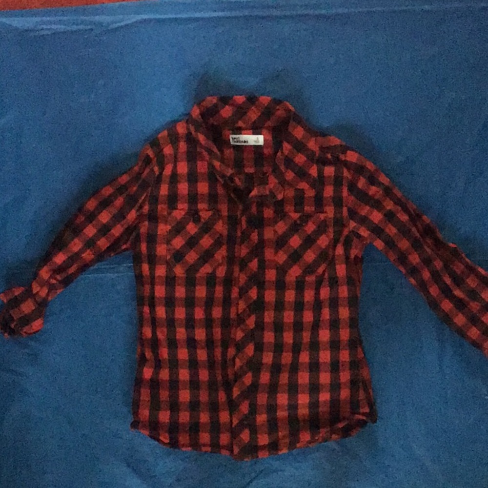 Red plaid  button down shirt